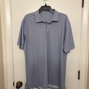 PETER MILLAR | Summer Comfort Golf Polo | Blue sailfish/marlin print | L | EUC